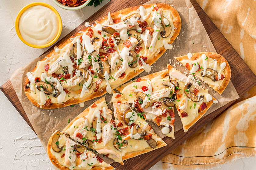 chicken alfredo flatbread recipe advanced food products
