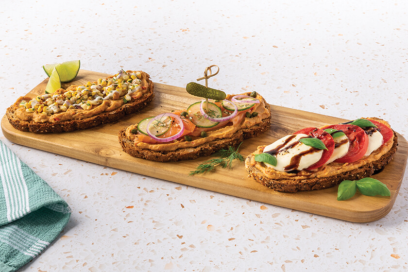 mediterranean hummus toast flight recipe image afp